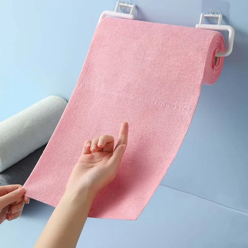 Tear-off Cleaning Cloth Roll - Durable Reusable Dish Towel for Kitchen, Greaseproof and Quick Drying, Microfiber Hand-tear Rags