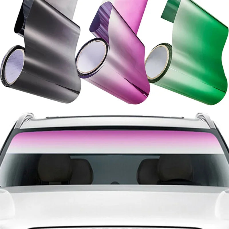 Gradient Colorful Car Windscreen Solar Film Anti-UV Privacy Heat Insulation Window Sun Shade Tinted Stickers Vehicle PET Wrap
