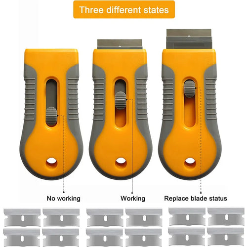 13Pcs/set Car Window Glass Scraper Sticker Remover Double Edged Razor Blade Scraper Tool Tint Vinyl Wrap Glue Squeegee Remover