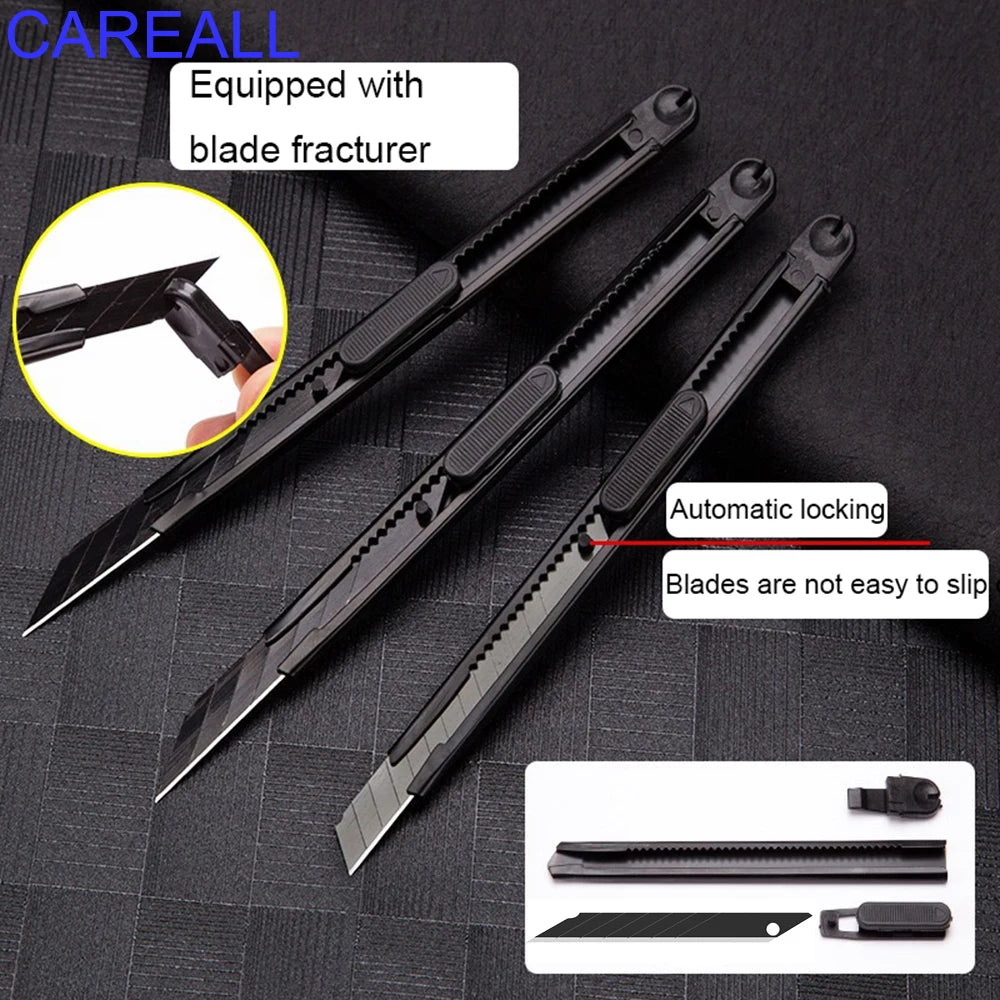 CAREALL 5pcs Black Utility Knife Vinyl Car Stickers Window Tinting Film Knife Wallpaper Decals Cutting Tool Wrap DIY 9mm Blade