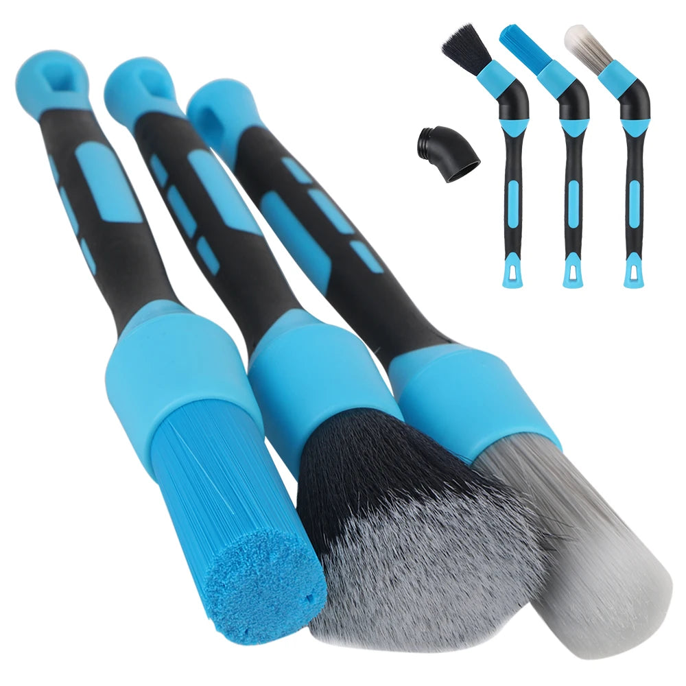 3PCS Car Washer Brushes Vent Cleaning Brushes Wheel Rims Brush Car Interior Detail Cleaning Brush Automobile Maintance Assist