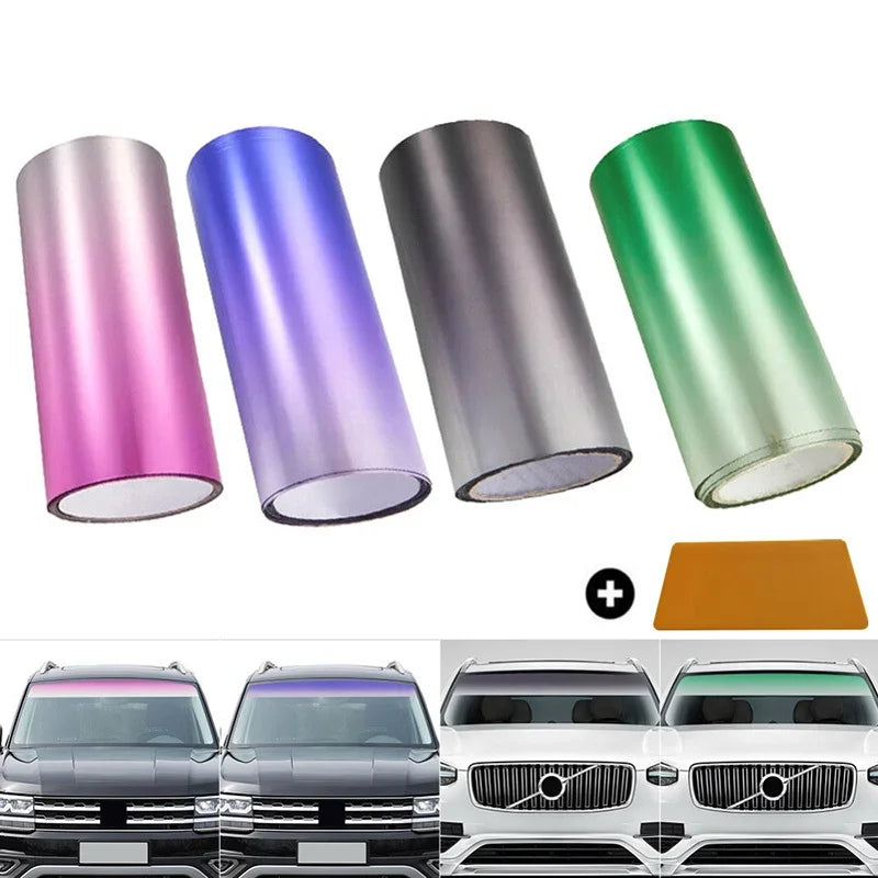Gradient Colorful Car Windscreen Solar Film Anti-UV Privacy Heat Insulation Window Sun Shade Tinted Stickers Vehicle PET Wrap