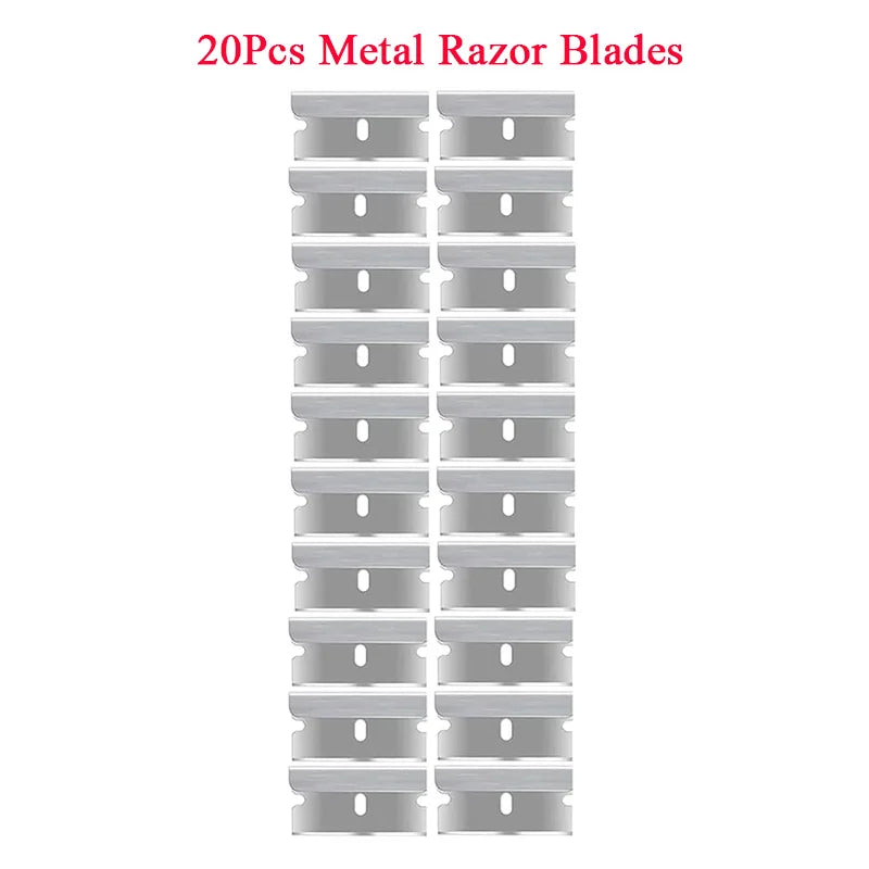 13Pcs/set Car Window Glass Scraper Sticker Remover Double Edged Razor Blade Scraper Tool Tint Vinyl Wrap Glue Squeegee Remover