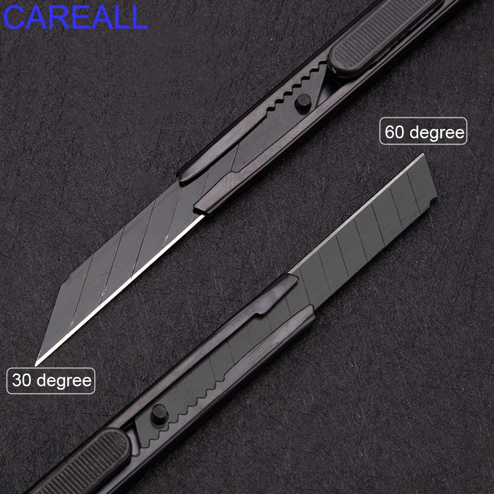 CAREALL 5pcs Black Utility Knife Vinyl Car Stickers Window Tinting Film Knife Wallpaper Decals Cutting Tool Wrap DIY 9mm Blade