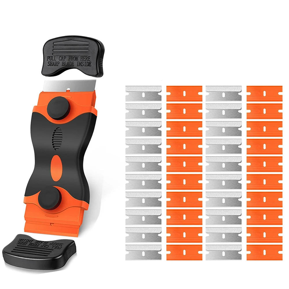 41PCS/Set Double Edge Razor Blade Scraper with Blades for Car Sticker Decals Labels Remover Tool Window Tint Clean Vinyl Spatula