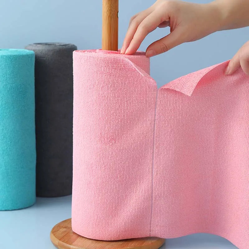 Tear-off Cleaning Cloth Roll - Durable Reusable Dish Towel for Kitchen, Greaseproof and Quick Drying, Microfiber Hand-tear Rags