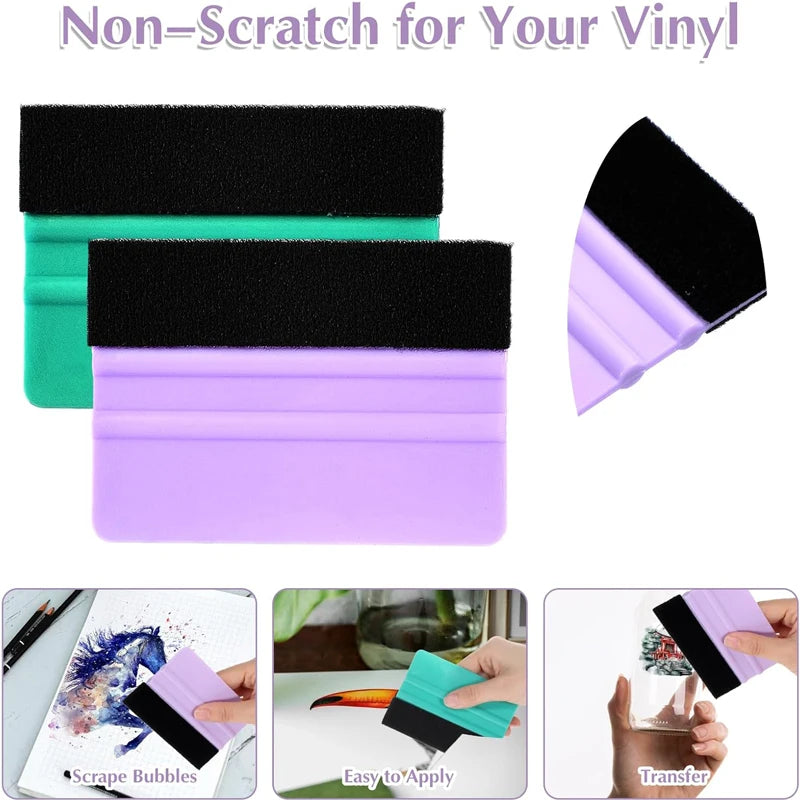 Felt Vinyl Squeegee Tool Plastic Vinyl Spatula Car Film Covering Tools for Car Wrap Decal DIY Crafting Window Tint Vinyl Scraper