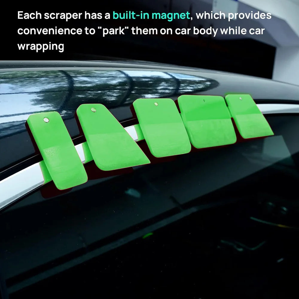 KUNAISI PPF Squeegee Tools Kit 5pcs/Box Magnetic Anti-Scratch Vinyl Wrap Car Film Tinting Scraper Glass Cleaning Soft Water Wipe