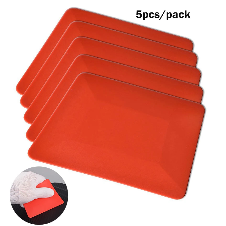 FOSHIO 5pcs Carbon Fiber Foil Vinyl Soft Plastic Squeegee Car Wrap Film Window Tint Scraper Auto Stickers Decal Styling Tools