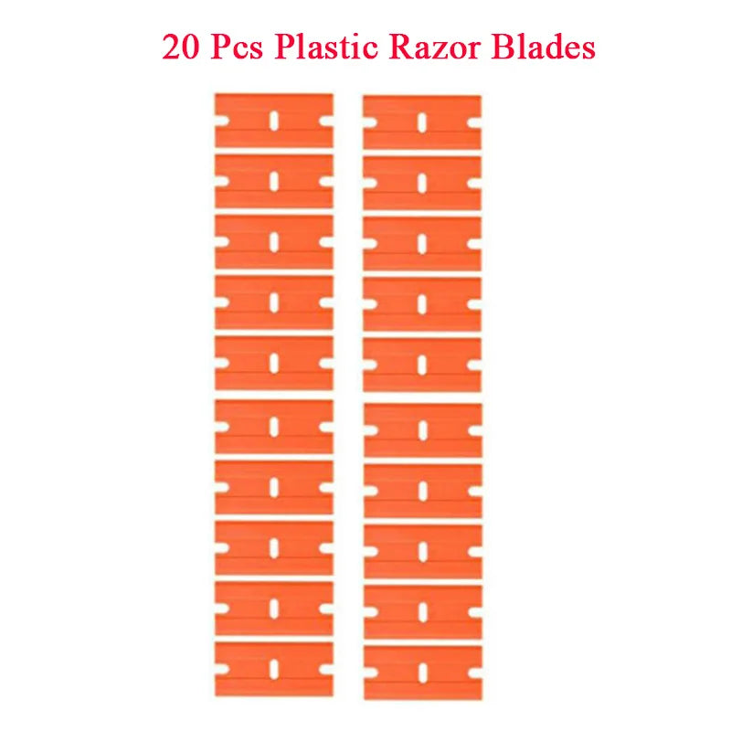 13Pcs/set Car Window Glass Scraper Sticker Remover Double Edged Razor Blade Scraper Tool Tint Vinyl Wrap Glue Squeegee Remover