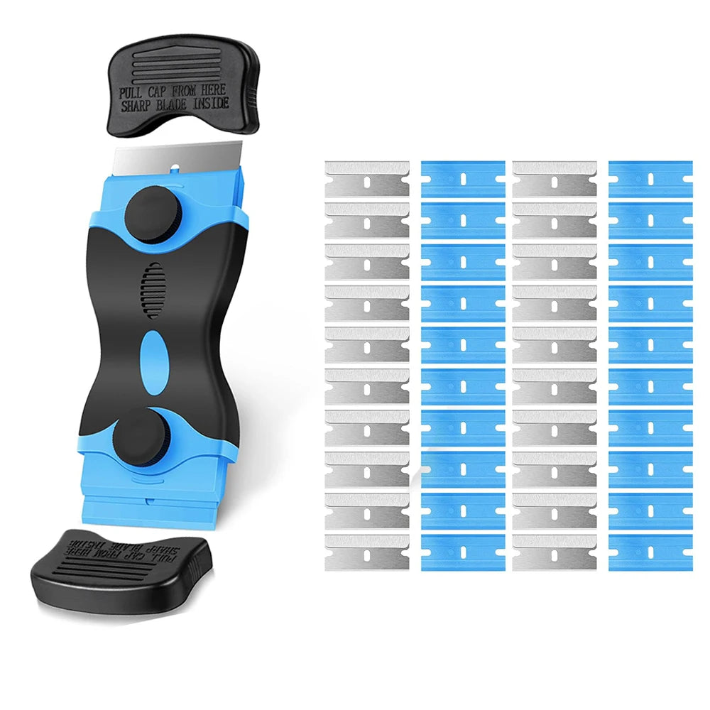 41PCS/Set Double Edge Razor Blade Scraper with Blades for Car Sticker Decals Labels Remover Tool Window Tint Clean Vinyl Spatula