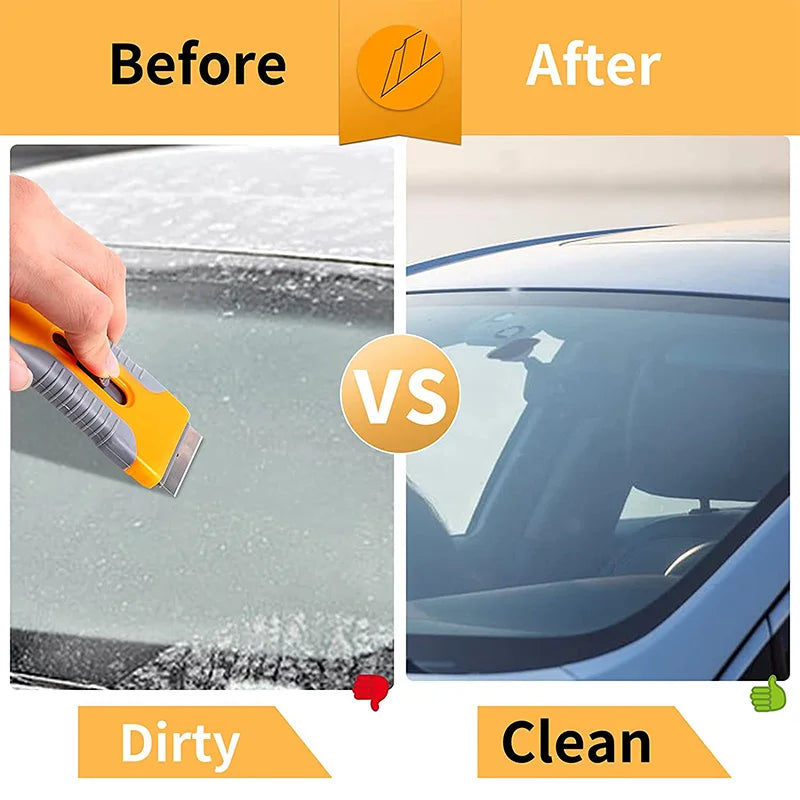 13Pcs/set Car Window Glass Scraper Sticker Remover Double Edged Razor Blade Scraper Tool Tint Vinyl Wrap Glue Squeegee Remover