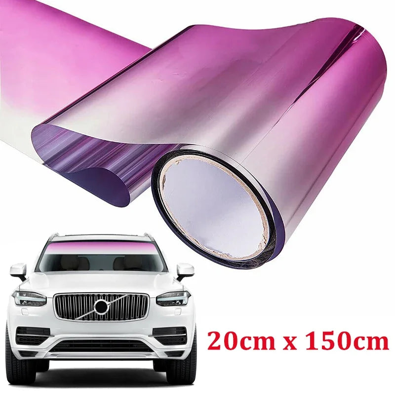 Gradient Colorful Car Windscreen Solar Film Anti-UV Privacy Heat Insulation Window Sun Shade Tinted Stickers Vehicle PET Wrap