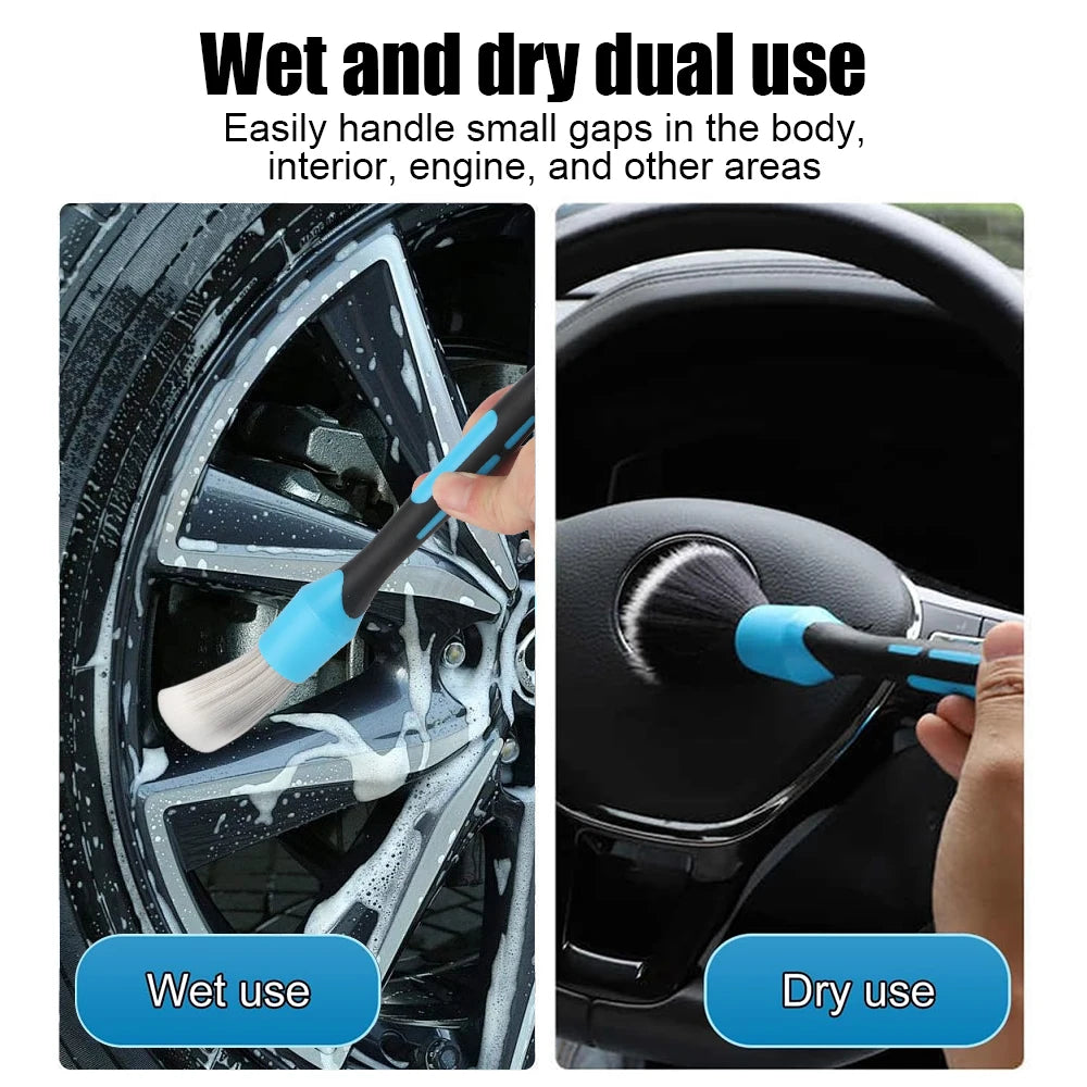 3PCS Car Washer Brushes Vent Cleaning Brushes Wheel Rims Brush Car Interior Detail Cleaning Brush Automobile Maintance Assist