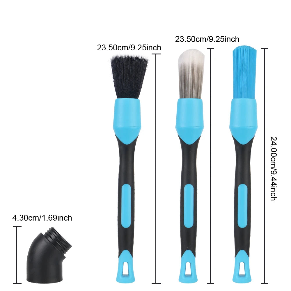 3PCS Car Washer Brushes Vent Cleaning Brushes Wheel Rims Brush Car Interior Detail Cleaning Brush Automobile Maintance Assist