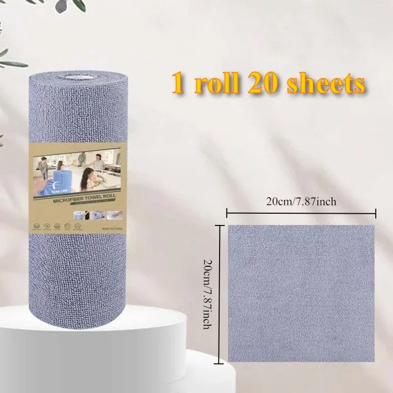 Tear-off Cleaning Cloth Roll - Durable Reusable Dish Towel for Kitchen, Greaseproof and Quick Drying, Microfiber Hand-tear Rags